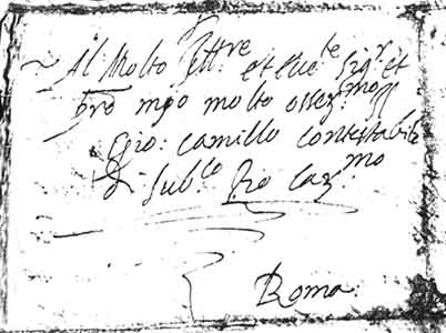 Autografo di Giovan Bernardino Contestabile