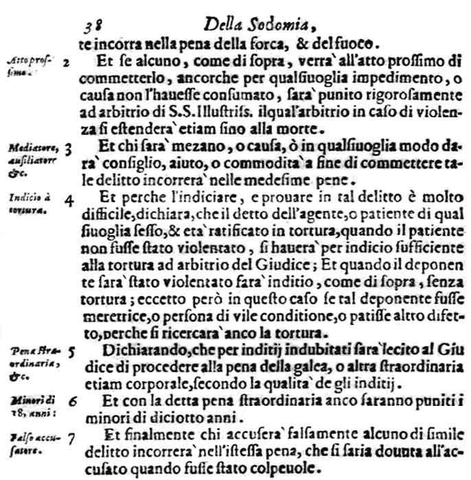 Pagina 38 del Bando generale, Bologna 1610.