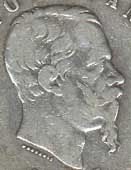 Vittorio Emanuele II, da una moneta italiana del 1873.